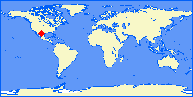 world map with 3T9 marked
