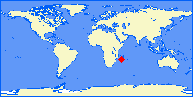 world map with AHY marked