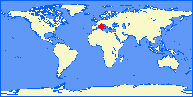 world map with AJA marked