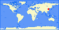 world map with AYN marked