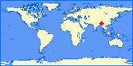 world map with DIB marked