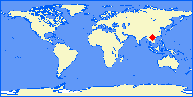 world map with DIN marked