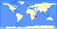 world map with DZA marked