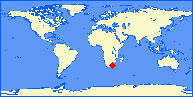 world map with FXMV marked