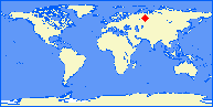 world map with HU05 marked
