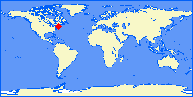 world map with KUUU marked