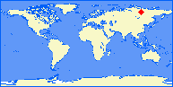 world map with PYJ marked