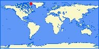 world map with THU marked